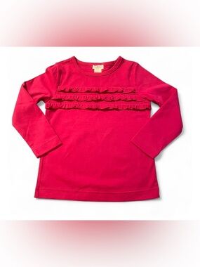 Olive Juice Raspberry Pink Long Sleeve Ruffle Shirt Girls Size 5
